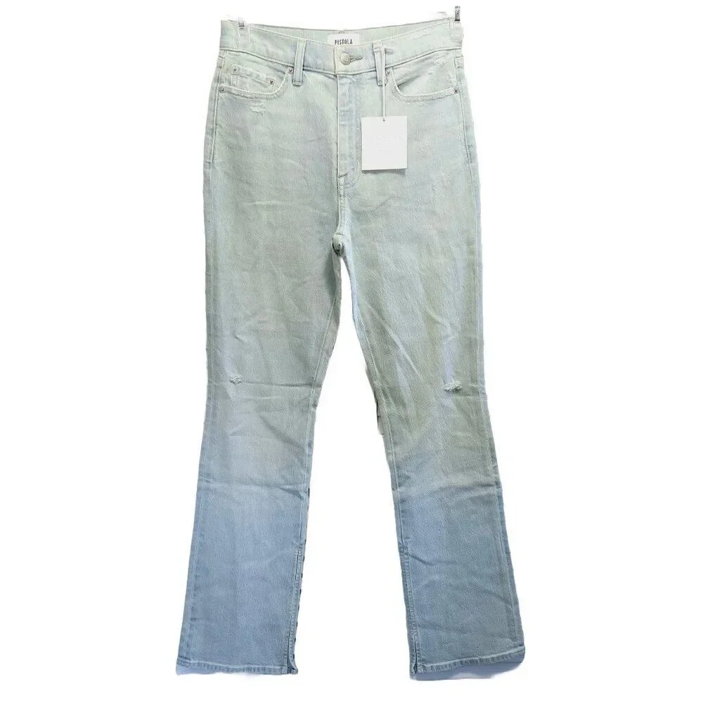 NWT PISTOLA ALEXA "LOCALS VINTAGE" HIGH RISE SPLIT FLARE 5 POCKET DENIM JEANS 26 - Picture 4 of 14